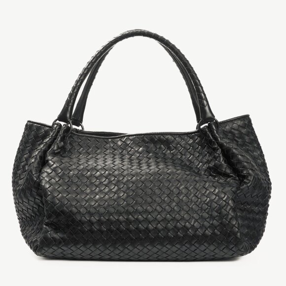 Bottega Veneta Black Intrecciato-Leather Handbag - Picture 1 of 12